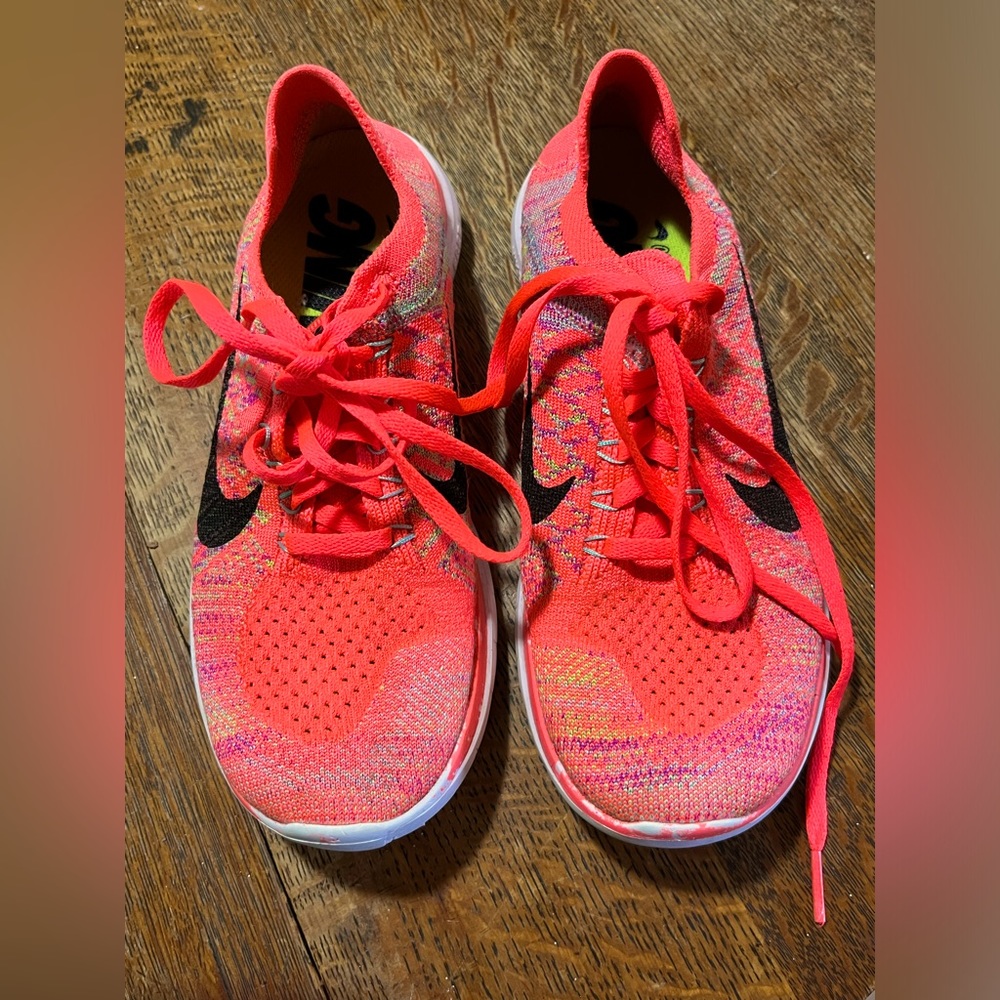 Nike Free 4.0 Flyknit Bright Orange Running Shoes Size 6